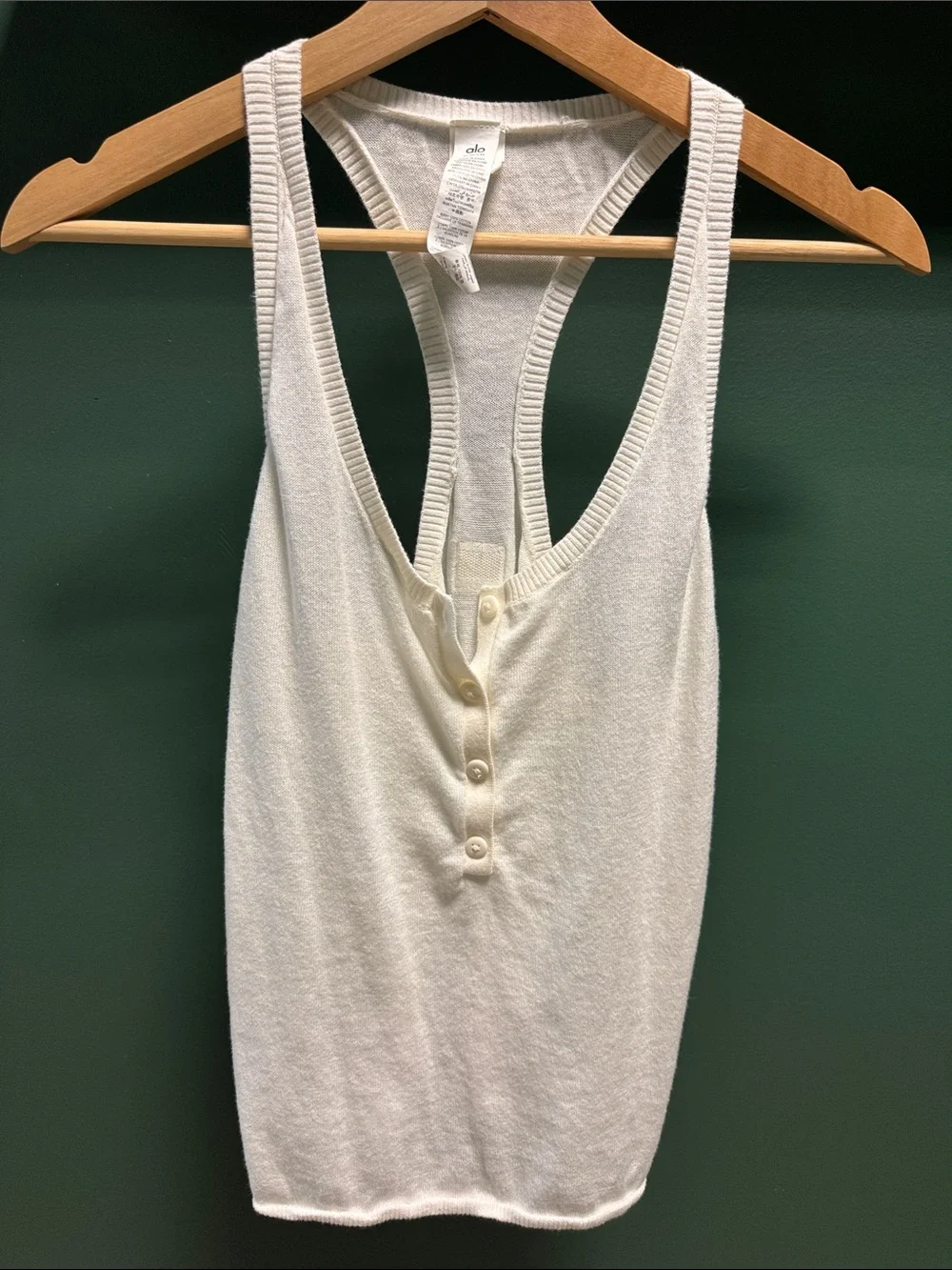 Alo Supernatural Sweater Henley Tank - Ivory - Size Small